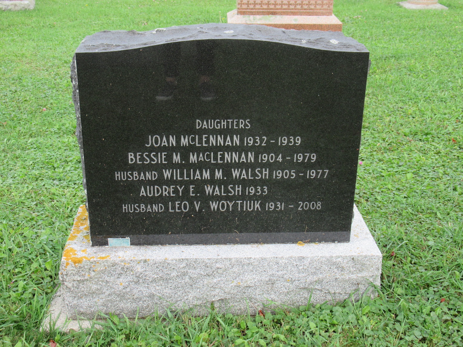 Photo of headstones/John McLennan d1935 daughters hdstn St Columba Cem Kirkhill Ont 